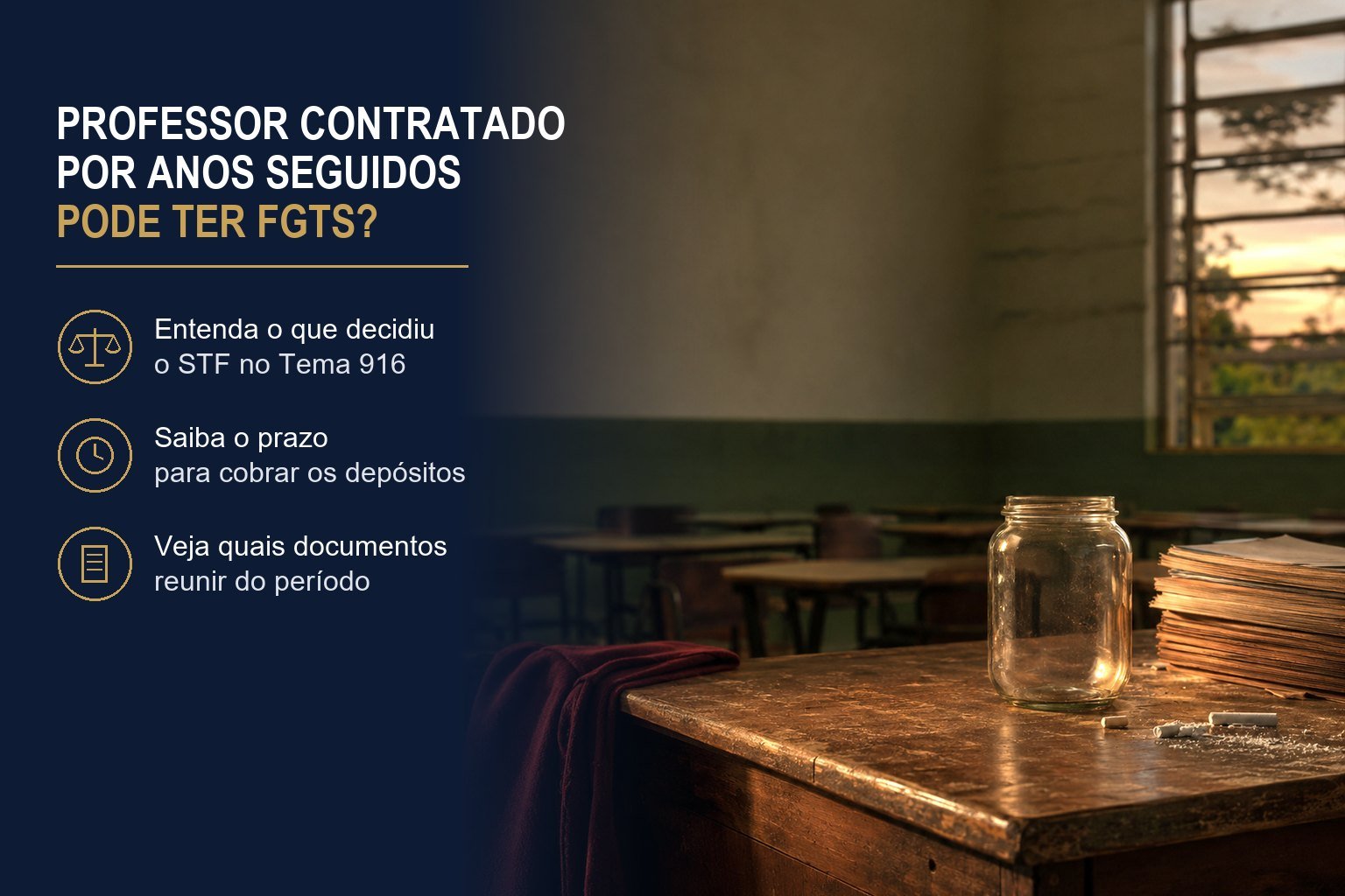 Professor contratado por anos seguidos pode ter FGTS? O que diz o Tema 916 do STF