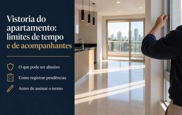 A construtora pode limitar tempo e acompanhantes na vistoria do apartamento?