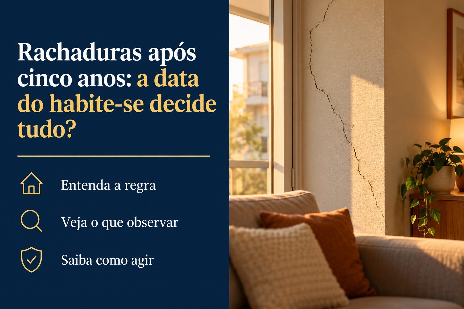 A construtora negou as rachaduras porque o habite-se já tem cinco anos: esse prazo vale para qualquer defeito?