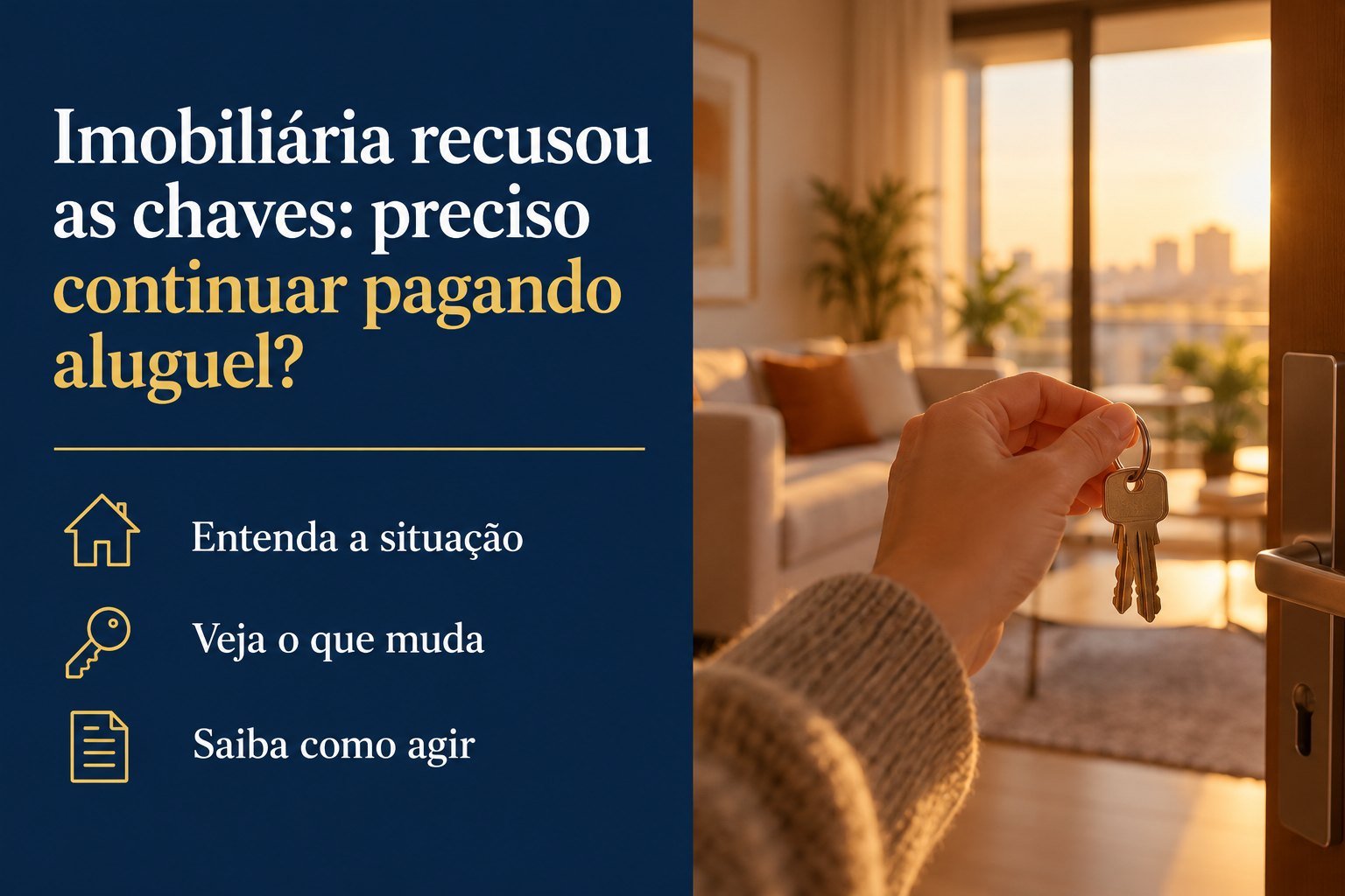 A imobiliária recusou as chaves por causa da vistoria: preciso continuar pagando aluguel até terminar os reparos?