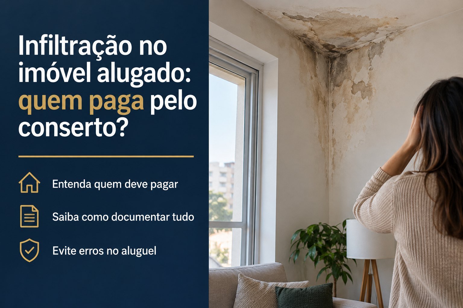 Infiltração em apartamento alugado: quem paga o conserto?