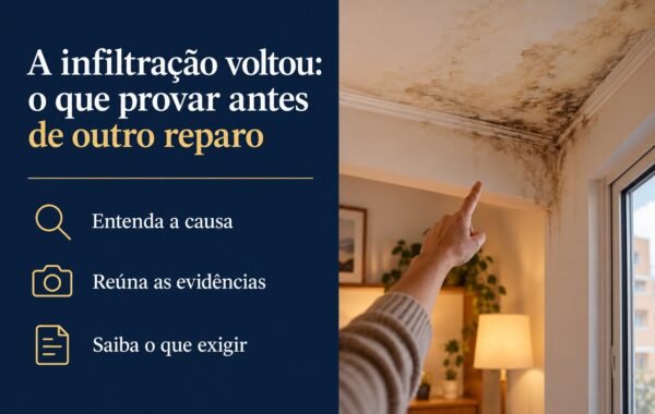 A construtora consertou a infiltração várias vezes e ela voltou: posso contratar outro reparo e cobrar o custo?