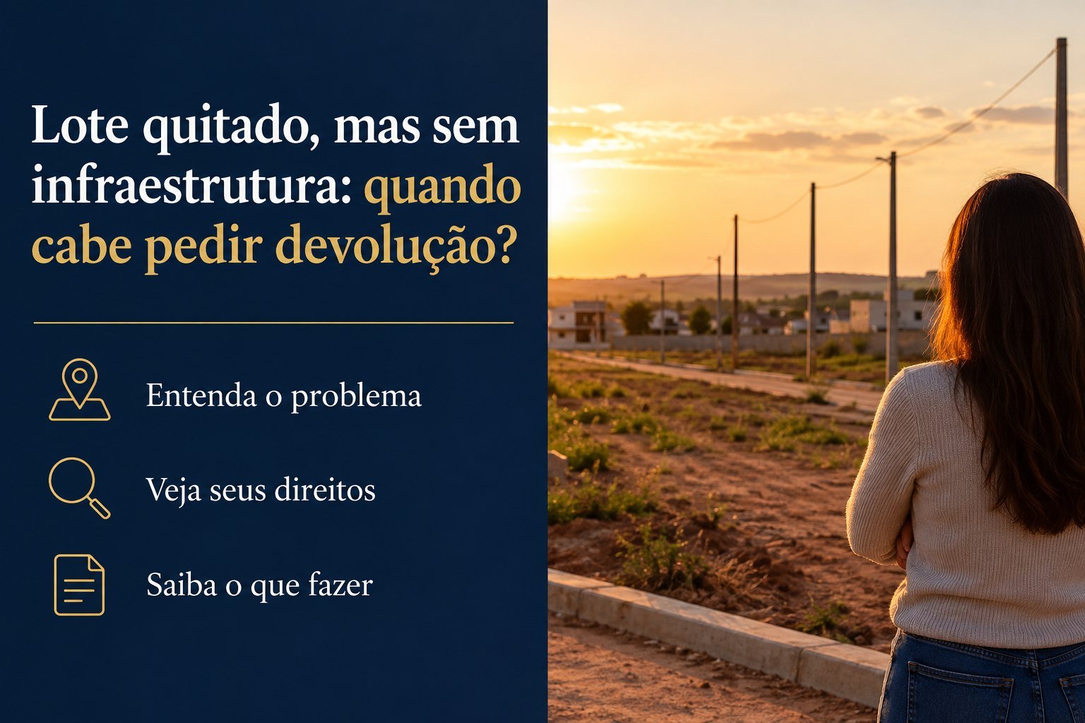 Terminei de pagar o lote, mas faltam água e drenagem para construir: posso desfazer a compra sem perder parte do dinheiro?