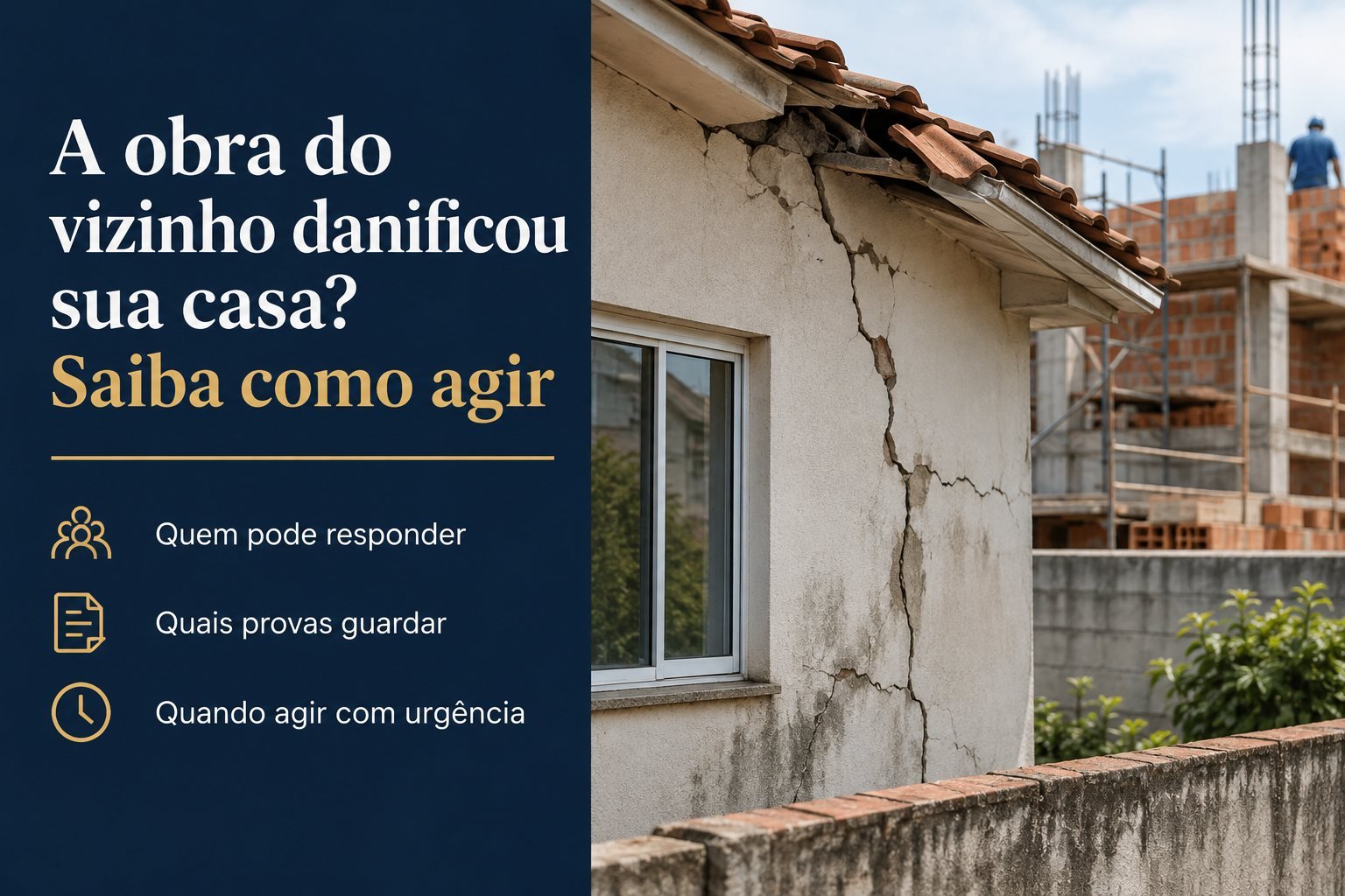 Obra do vizinho danificou minha casa: quem paga e como agir