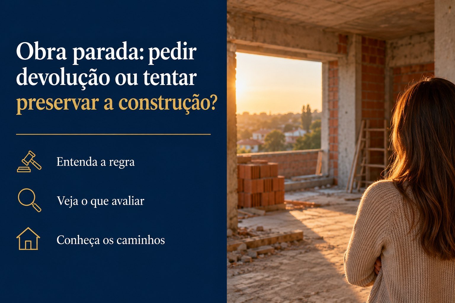 A obra parou e a incorporadora fala em recuperação judicial: peço meu dinheiro ou tento preservar a construção?