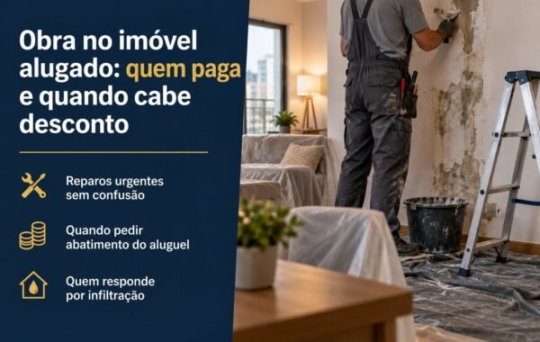 Proprietário pode fazer obra com inquilino morando? Quem paga e quando cabe desconto
