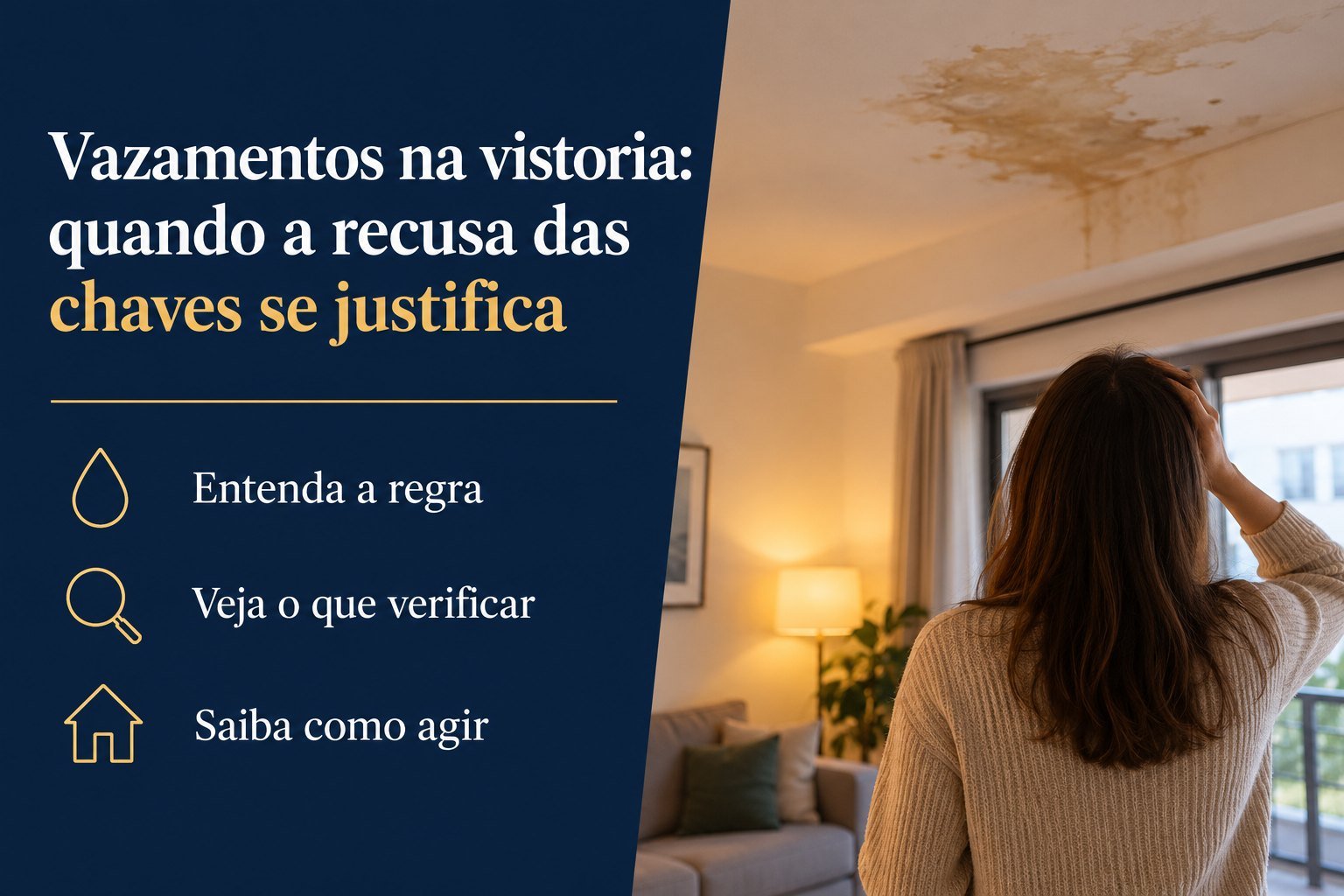A vistoria mostrou vazamentos graves: posso recusar as chaves sem ser considerado em atraso?
