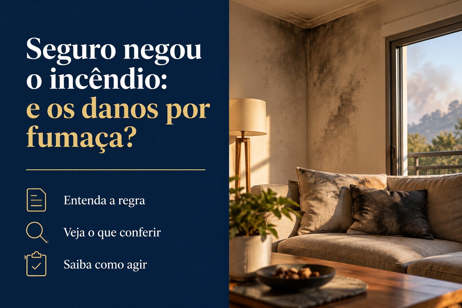 O fogo veio da vegetação vizinha e o seguro negou por exclusão de queimadas: os danos por fumaça também ficam fora da cobertura?